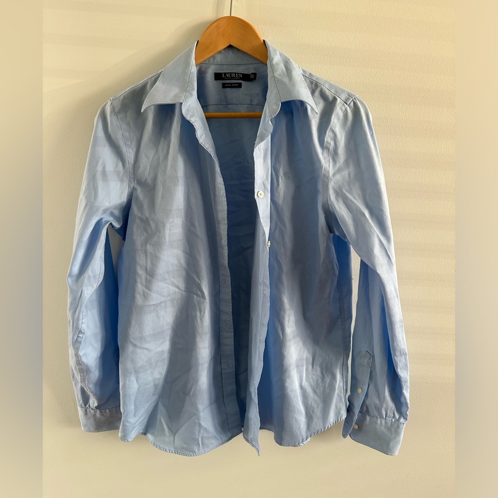 Women’s blue Ralph Lauren dress shirt- size large